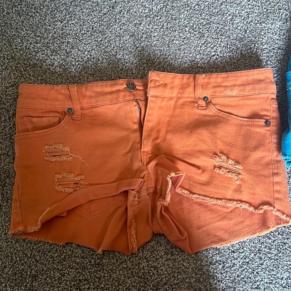Orange denim shorts size 7 hot topic